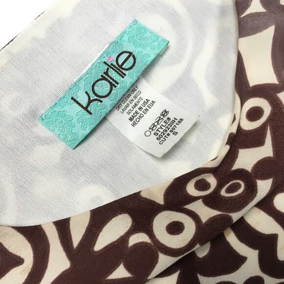 Karlie Shift Dress 3/4 Sleeve Geometric Mixed Print Women's S Brown Orange Blue - Picture 3 of 9